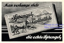 Sprengel Schokolade Hannover Reklame von 1925 Kuh Berge Alm Kühe +