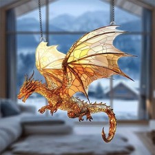 2D Sonnenfänger zum Aufhängen rund Fensterbild Drache Drachen, Acryl 20 cm