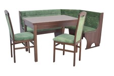 Truheneckbankgruppe nußbaum / Stoff grün Eckbankgruppe Essgruppe Eckbankgarnitur