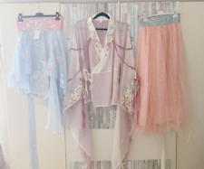 traditionelle chinesische Kleidung Hanfu Hochwertige 36 38 40 3er set blau rosa