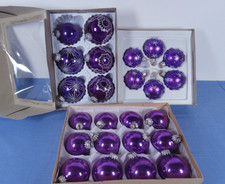 ""24 alte Glas Kugeln Christbaumschmuck lila silber gold Glitter