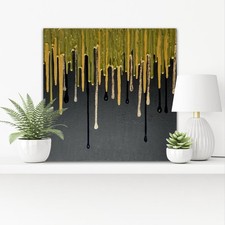 3D Acryl Bild Rain 50x50x3,5 Leinwand Keilrahmen Modern Relief Abstrakt Deko Gol