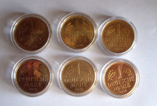 6 x 1 DM Münzen vergoldet  in
