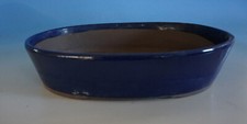 FM22-1070: Japan Garten Bonsai Schale Pflanzschale Keramik oval blau