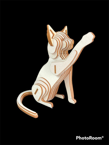 Lasergeschnittene holzkatze - lasergeschnittene, 3d