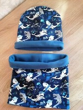 Beanie Mütze Schlauchschal Loopschal  Set Junge Stretch Handmade,  JERSEY/FLEECE