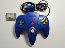 Ungetestet N64 Controller Blau mit Nintendo 64 Controller Pak Erweiterung 
