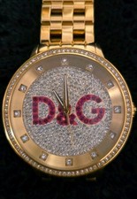 D&G Dolce & Gabbana Edelstahl Uhr mit Strasssteinen
