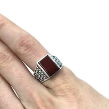 925 Silber Siegelring Karneol glatte Platte Herren Schmuck Ring 21.6mm / 68