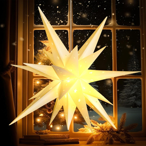 Weihnachtsstern beleuchtet - weihnachtsstern,