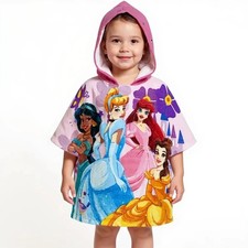 Disney Prinzessin Lizenziert Weich Kapuzen Poncho Handtuch Kinder Für 2-6yrs