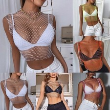 Damen Spitzen Mesh Crop Top