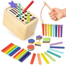 Montessori Spielzeug ab 1 Jahr Steckspiel Holz Spielzeug Angelspiel Kinder
