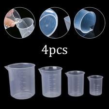 4x 50-500ml Labor Küche Transparente Kunststoff Messbecher Messkanne Maßbecher