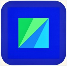 Pfahler, Konkrete Komposition in Violett-, Blau... [Signierter Orig.-Siebdruck].