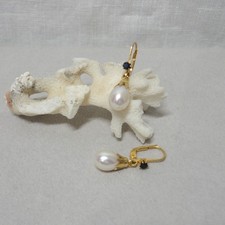 Perle Süsswasser Saphir Schmuck Ohrringe Vintage Silber 925/- gelb vergoldet