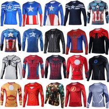 Superhero Superhelden Langarm T-shirt Laufshirt Kostüm Herren Captain America DE