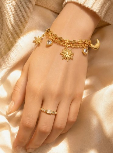 Goldfarbenes charm armband - goldfarbenes, charm-armband