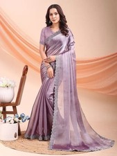 Sari Bluse Lila Frau Bollywood Sari Designer Saree Party Hochzeit Indien Sarees
