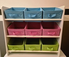 Regal Kinderzimmer Mädchen, 9 Einsätze, 3 Verschiedene Farben, 65x60x30 Cm