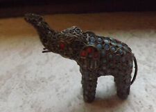 Toller antiker vintage Messing Elefant mit Türkis + Koralle