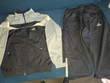 Vintage Adidas-Anzug Damen , 38/40, schwarz/grau/weiß