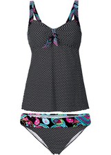 Neu 2-tlg Tankini Gr. 50 Cup A+B Schwarz Weiß Damen-Bademode Badeanzug