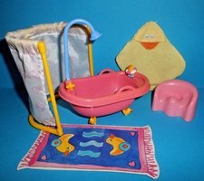 %**Mini Baby Born Möbel*Zapf Creation*Badewanne*Vorhang*Topf*Tuch*Ente**%