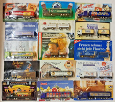15 verschiedene LKW- Werbemodelle, Nr. 32; Biertrucks in Blister Maßstab 1:87