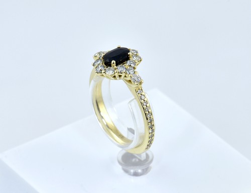 Saphir diamant ring 585 000 - ring, 585/000