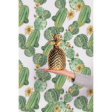 Kakteen mit Blumen Ablösbar Fototapete grün-weiß Haus Dekoration