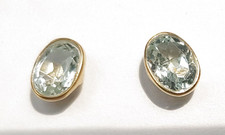 SCHMUCK-STCK Ohrringe Blautopas blau Topa SILBER Facetten Stecker oval vergoldet