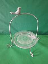 Etagere "Vogel" mit Glasteller - Shabby Chic