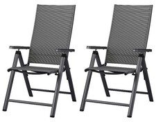 LIVARNO home Alu-Hochlehner Gartenstuhl Klappstuhl »Houston« 2er Set grau