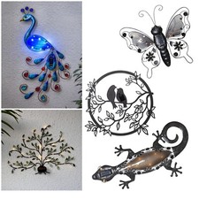 LED Solar-Leuchte für Hauswand Solar-Figur Wandbild aus Metall Garten Deko-Lampe