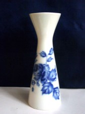 Plankenhammer Floss Blumenvase Vase Porzellan   weiß, blaue Blumen H - 16cm  +