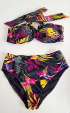 Ulla Popken Neckholderbikini BH Gr46 Slip Gr42 Schwarz Lila Pink Gelb Orange Neu