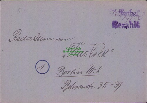 17818 brief gebühr - brief, bezahlt