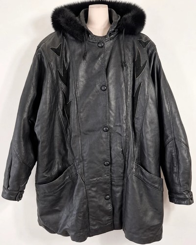 Ledermantel schwarz vintage - schwarz,