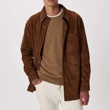 Herren Braun Wildleder Hemd