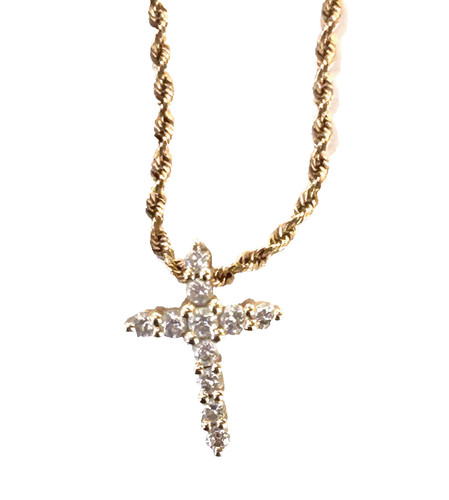 Karat gold diamant kreuz - 14,