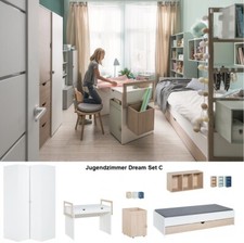 Jugendzimmer Kinderzimmer komplett DREAM Set C Eckchrank Schreibtisch Bett Regal