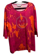 Angel of Style Damen Langarmshirt Gr. 50/5XL Mehrfarbig Casual Smiley