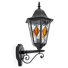 HOFSTEIN Viano Außenwandlampe Außenleuchte aus Metall/Glas Schwarz/Klar/Orange