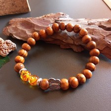 Runde Perlenarmbänder aus Holz mit synthetischem Bernstein Schmetterling (49)