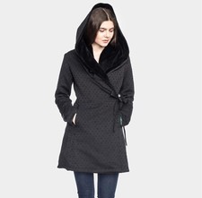 ATO Berlin Damen Wollmantel Cynthia Gr. XS tailliert schwarz warm Kapuze elegant