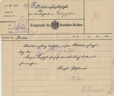 TOP: Telegramm 1.8.1914 - Mobilmachung ab 2.8.1914 Reichs-Postamt n. Salzgitter