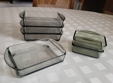 6 Glasschalen, Rauchglas, Stapelbar für Tisch und Kühlschrank 1965-1975 Seventys