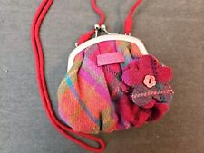 NESS Tweed Geldbeutel pink bunt karriert Flowerpower Umhängetasche Börse