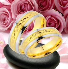 2 Ringe Trauringe Eheringe Partnerringe  GOLD Platiert  GRAVUR GRATIS  JE75